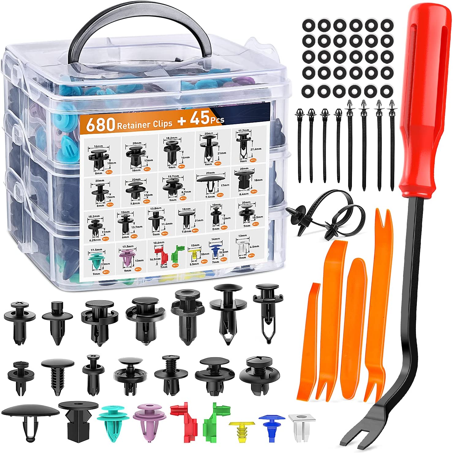725Pcs Car Push Retainer Clips & Auto Fasteners Assortment