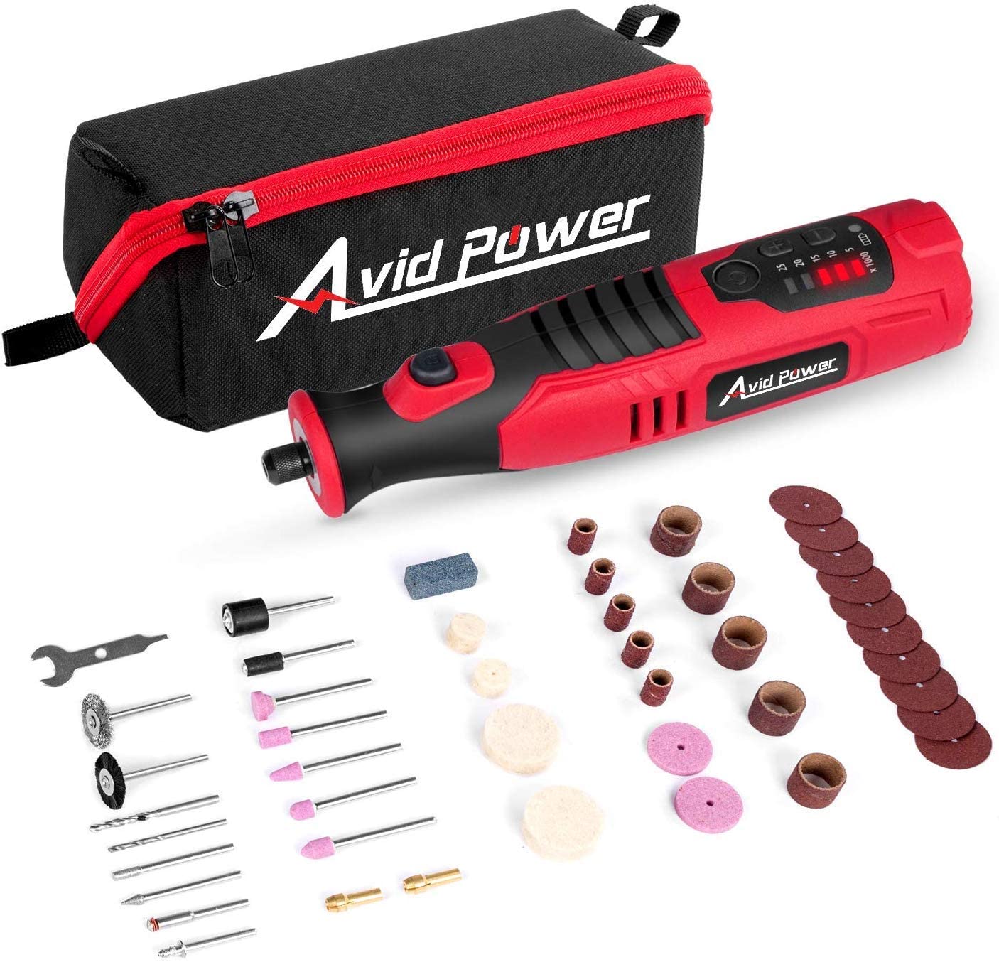 AVID POWER Cordless Rotary Tool 2.0 Ah 8V Rechargeable Rotary Tool and 60 Pieces Rotary Tool Accessories
