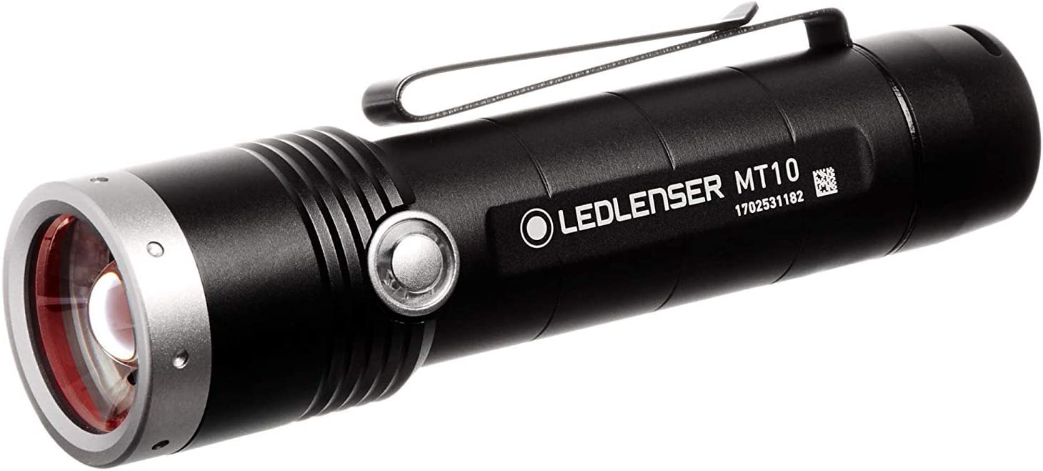 Ledlenser, MT10 Rechargeable Handheld Flashlight, High Power LED, 1000 Lumens, Lanyard and Sheath, Outdoor Series, Backpacking, Hiking, Camping