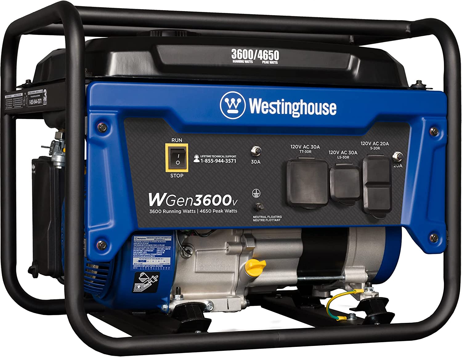 Westinghouse 4650 Watt Portable Generator, RV Ready 30A Outlet, Gas Powered, CARB Compliant